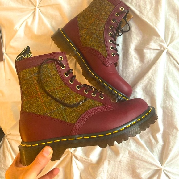 1460 harris tweed lusso leather ankle boots